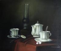 Still Life With Lamp - Oil Paintings - By Mahesh Pendam, Realism Painting Artist