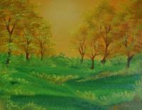 Green Spring - Acrylic Paintings - By Mahesh Pendam, Realism Painting Artist
