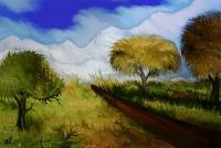 The Way To The Snowy Mountains - Mixed Media Paintings - By Rafi Talby, Mixed Media Painting Artist