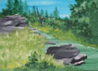 Serenity In The Pines - Acrylic Paintings - By Mike Arechiga, Detail Painting Artist
