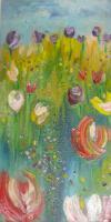 Rainbow Tulips - Oil On Canvas Paintings - By Chiara Montorsi, Impressionism Painting Artist