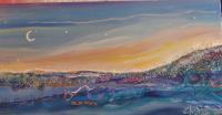 Landscape - Luna Su Capalbio - Alba - Oil On Canvas