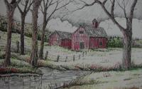 Barns  Houses - Storm Clouds Coming - Mixed Media