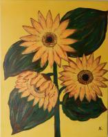 Sunflowers - Acrylic On Canvas Paintings - By Anna Kupis, Impressionism Painting Artist
