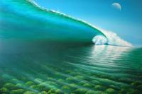 The Green Wave - Oil On Hardboard Paintings - By Wayne French, Realism Painting Artist