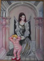 Mother And Child - Mixed Media Paintings - By Mistica Caravaggi, Surrealism Painting Artist