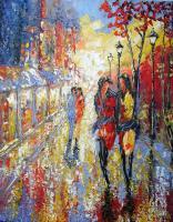 Palette-Knife  Paintings - Friday Night - Oil