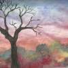 Lonely Tree - Water Color Paintings - By Miranda Ski, Abstract Painting Artist
