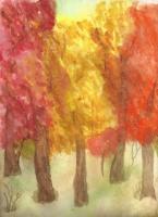 Fall View - Water Color Paintings - By Miranda Ski, Abstract Painting Artist