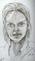 Wee Jenni - Pen And Ink Drawings - By George Docherty, Portrait Drawing Artist