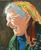 Baba Stoyanka - Enamel Paint Paintings - By George Docherty, Portrait Painting Artist