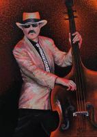 Bass Man - Enamel Paint Paintings - By George Docherty, Figurative Painting Artist