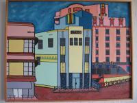 South Beach Art Deco - Acrylic On Canvas Paintings - By Richard Rosenberg, Art Deco Painting Artist
