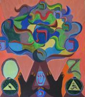 Tree Of Life  One - Acrylic On Canvas Paintings - By Richard Rosenberg, Judaica Painting Artist
