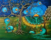Mother Earth Trees - Oil On Canvas Paintings - By Joelle Chalin, Landscape Painting Artist