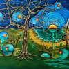 Mother Earth Trees - Oil On Canvas Paintings - By Joelle Chalin, Landscape Painting Artist