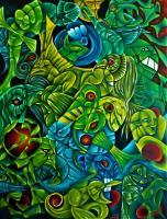As Green - Oil On Canvas Paintings - By Joelle Chalin, Expressionist Painting Artist