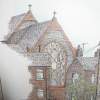 St Johns Church - Ink And Couler Pencil Drawings - By David Carden, Urban Landscape Drawing Artist