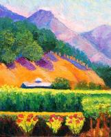 Pineridge Vineyard - Oils Paintings - By Lillian Landivar-Torrico, Impressionistic Painting Artist