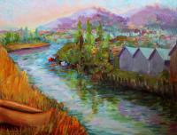 Petaluma Riverbank - Oils Paintings - By Lillian Landivar-Torrico, Impressionistic Painting Artist