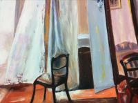 Chairs In A Room - Colors Paintings - By Louis Loo, Impressionism Painting Artist