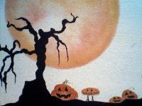 Creepy Pumpkin Patch - Premium Acrylic On Canvas Paintings - By Sidhe Kalas, Surrealism Painting Artist