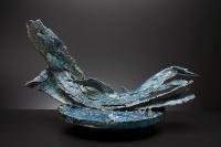 Melding Waters  20W X 12D X 12H - Woodpaint Sculptures - By Rick Pasterchik, Abstract Sculpture Artist