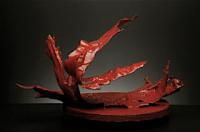 Red Shore Wave -20W X 12D X17H - Woodpaint Sculptures - By Rick Pasterchik, Abstract Sculpture Artist