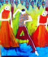 3 Dancers - Acrylic On Canvas Paintings - By Gien San Tan, Figurative Painting Artist