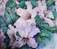 Azaleas - Silk Paintings - By Yana Horozhanskaya, Flowers Painting Artist