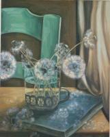 Still  Life  With  Dandelions - Oil On Linen Paintings - By Varvara Varvara, Expressionism Painting Artist