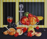 Still Life With The Garden Fruits - Oil On Linen Paintings - By Varvara Varvara, Pop-Art Painting Artist