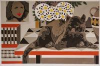 Still Life With The Black Panther - Oil On Linen Paintings - By Varvara Varvara, Pop-Art Painting Artist