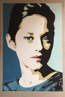 Marion Cotillard - Oil On Linen Paintings - By Varvara Varvara, Pop-Art Painting Artist