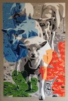 Sheeps Meadow - Oil On Linen Paintings - By Varvara Varvara, Pop-Art Painting Artist