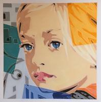 Blue Eyed Girl - Oil On Linen Paintings - By Varvara Varvara, Pop-Art Painting Artist