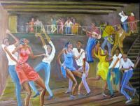 Dancers - Oil On Canvas Paintings - By Lloyd Charvis, Cartoon Painting Artist
