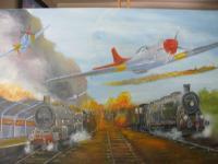 Steam Train 3 - Oil On Canvas Paintings - By Lloyd Charvis, Realism Painting Artist