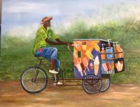 The Ice-Cream Man - Oil On Canvas Paintings - By Lloyd Charvis, Cartoon Painting Artist