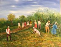Slavery In The Fields - Oil On Canvas Paintings - By Lloyd Charvis, Realism Painting Artist