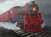Night Train - Oil On Canvas Paintings - By Lloyd Charvis, Realism Painting Artist