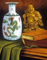 Laughing Buddha - Oil On Canvas Paintings - By Robert Goldsberry, Realism Painting Artist