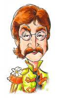 John Lennon - Ink Watercolor And Colored Pen Other - By Alan Mac Bain, Cartoon Other Artist