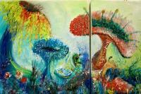 Coral Fungi - Oil Paintings - By Renata Kevi, Expressionism Painting Artist