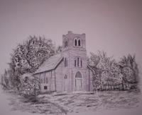 Old Stone Church - Ink Drawings - By Richard Hall, Ink Drawings Drawing Artist