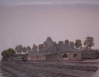 Railroad Art - The Union Railroad Depot  Keokuk Ia - Mixed Media