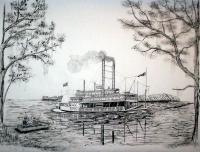 Riverboat Robtelee - Ink Drawings - By Richard Hall, Ink Drawings Drawing Artist