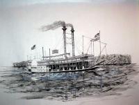 Riverboat Natchez - Ink Drawings - By Richard Hall, Ink Drawings Drawing Artist