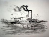 Riverboat Belle Of Memphis - Ink Drawings - By Richard Hall, Black And White Drawing Artist