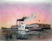 Riverboat Saint Paul - Mixed Media Mixed Media - By Richard Hall, Ink Drawings Mixed Media Artist